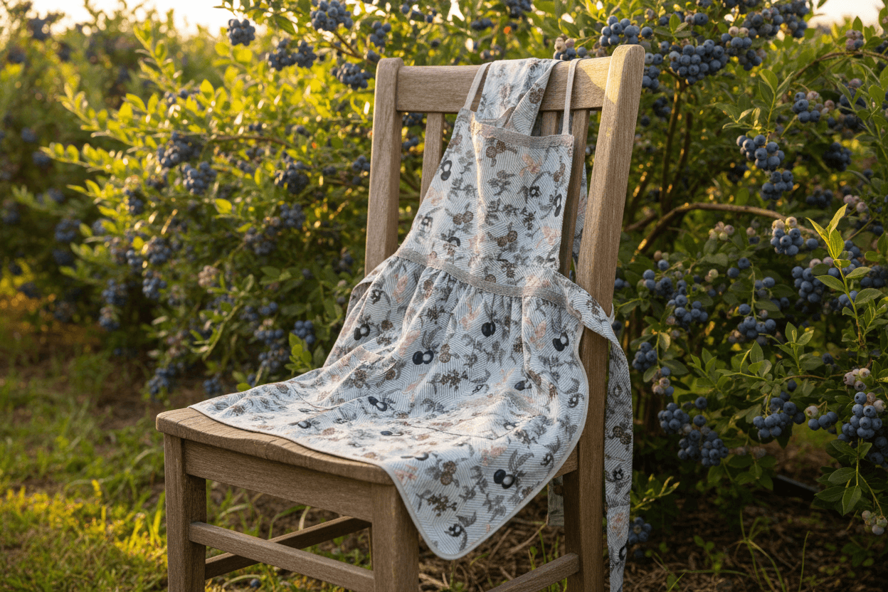 Tablier Bleu Myrtille – Élégance profonde 